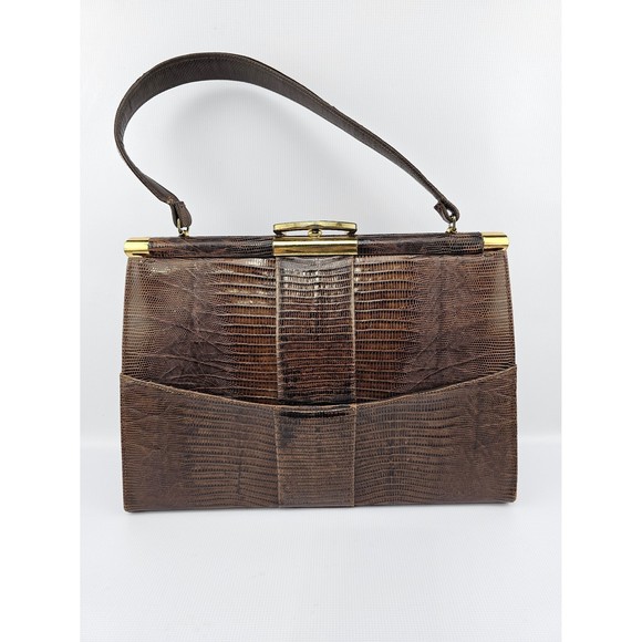 Vassar Lizard Skin Kelly 1950's Style Hard Handbag **RARE** - Picture 1 of 12
